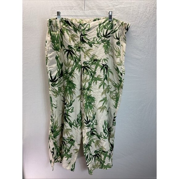 NEW J Jill Pants Linen Cropped Wide Leg Tropical Green size‎ XXL Beach Coastal - Picture 1 of 10